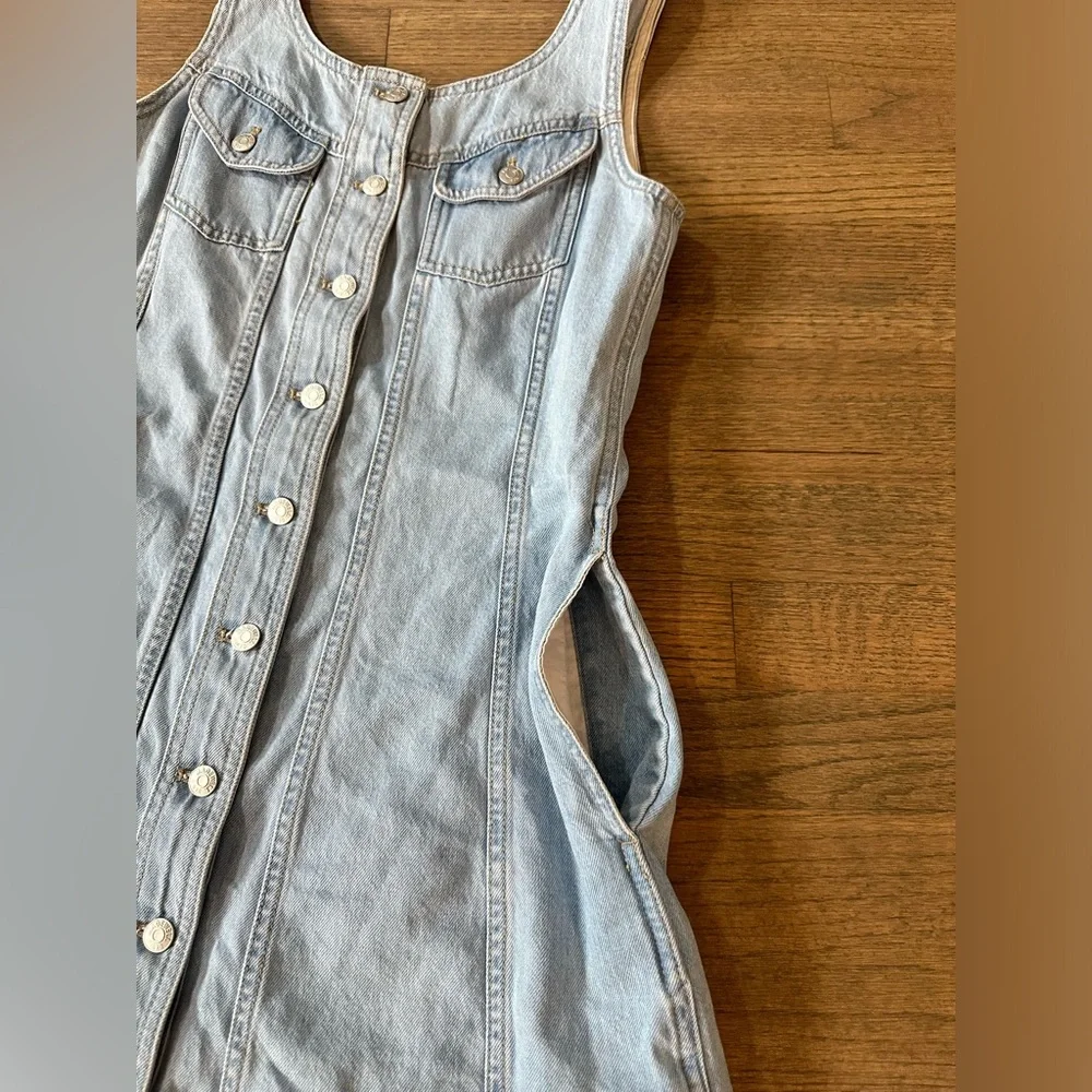 Madewell Denim Sleeveless Seamed Mini Dress-Light Wash-Size 4 - Picture 7 of 13